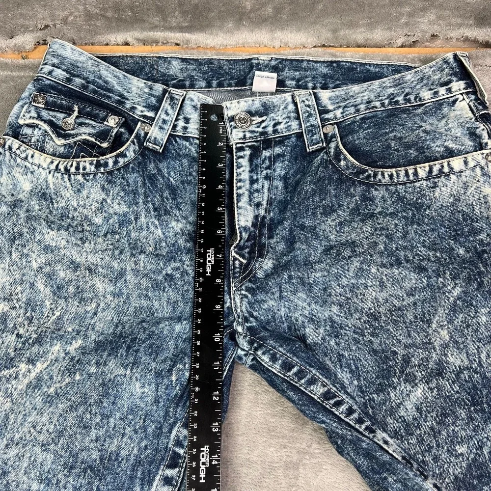 True Religion‎ Jeans Mens 37x34 Blue Acid Wash Straight Flap Pockets Grunge Y2K